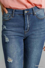 Hazel Blues® | Umgee Distressed Skinny Jeans with Pockets