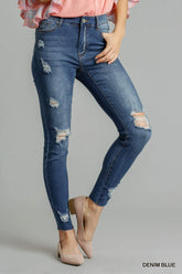 Hazel Blues® | Umgee Distressed Skinny Jeans with Pockets