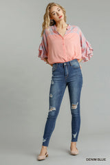 Hazel Blues® | Umgee Distressed Skinny Jeans with Pockets