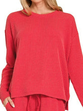 Hazel Blues® | Zenana Corded Rib Long Sleeve Tee and Shorts Set