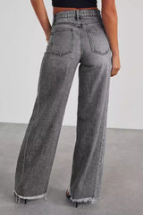 Solid Minimalist Washed Wide Leg Jeans