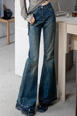 Slim Fit Elastic Bell Bottom Jeans