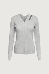 CUT OUT DETAIL BUTTON-FRONT CARDIGAN