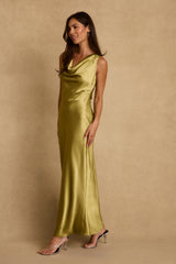 Dolce Chartreuse Satin Maxi Dress