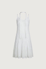 CRINKLE EFFECT LAYERED MINI DRESS WITH SCARF