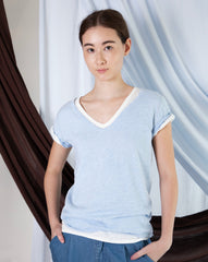 Marcelle T-Shirt (V-Neck) - Clear Sky