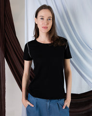 Marcelle T-Shirt (Round Neck) - Pitch Black