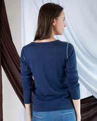 Marcelle Long T-Shirt (Round Neck) - Indigo Denim