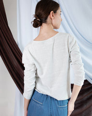 Marcelle Long T-Shirt (V-Neck) - Silver