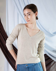 Marcelle Long T-Shirt (V-Neck) - Gold