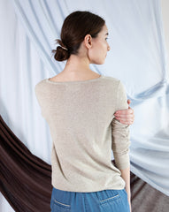 Marcelle Long T-Shirt (V-Neck) - Gold
