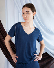 Marcelle T-Shirt (V-Neck) - Indigo Denim