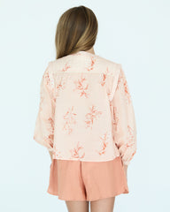 Girl Louise Blouse - Nude & Rust Flowers