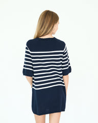 Girl La Bretagne Dress - Navy/White Stripes