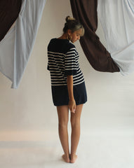 La Bretagne Dress - Navy/White Stripes