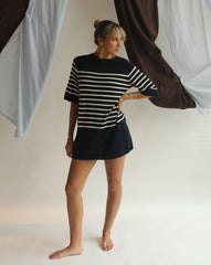 La Bretagne Dress - Navy/White Stripes