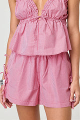 Casual Stripe Solid Drawstring Shorts
