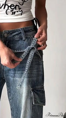 Bow Tie Strap Wide Leg Jeans