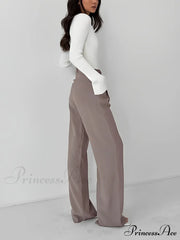 Business Casual Pleat Trendy Wide Leg Dress Pants