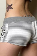 Star Print Striped Drawstring Shorts