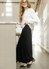 Clarise Black Premium Knit Maxi Skirt