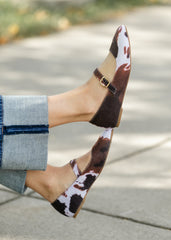 Cow Print Mary Jane Flats