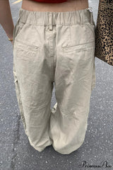 Curved Large Pocket Loose Cargo Pants