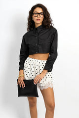 Polka Dot Lace Splice Casual Shorts