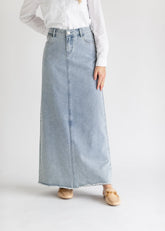 Elisha Light Wash Long Denim Skirt - FINAL SALE