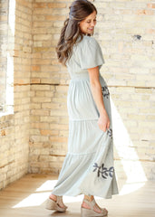Embroidered Short Sleeve Maxi Dress - FINAL SALE