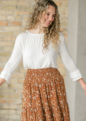 Essential Ivory Ruffled 3/4 Sleeve Top - FINAL SALE