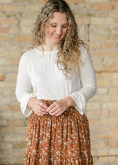 Essential Ivory Ruffled 3/4 Sleeve Top - FINAL SALE