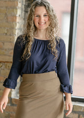 Essential Ruffled 3/4 Sleeve Top