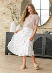 Floral Tiered Smocked Waist Midi Skirt