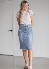 Hadley High Rise Denim Midi Skirt - FINAL SALE