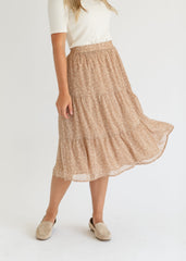 Harlow Abstract Floral Tiered Midi Skirt - FINAL SALE