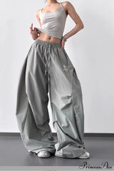 High-Waisted Loose Wide-Leg Cargo Pants
