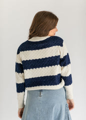 Iggy Scalloped Striped Crewneck Sweater - FINAL SALE