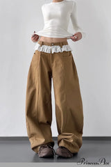 Lace Panel High Waist Wide Leg Jeans