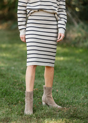 Latte Stripe Knit Skirt - FINAL SALE
