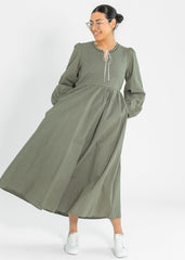 Long Sleeve Gingham Tie Detail Maxi Dress - FINAL SALE