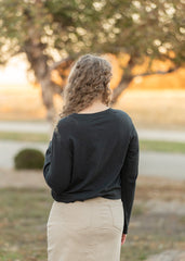 Lupita Black Brushed Long Sleeve Top - FINAL SALE