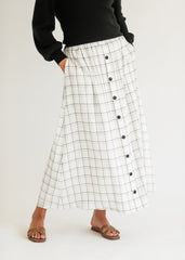 McKenna Plaid Button Detail Maxi Skirt - FINAL SALE
