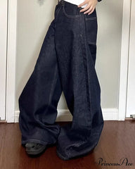 New American Women Black High Street Vibe Wide-Leg Autumn Winter Men And Women Washed Loose Straight Pants Jeans