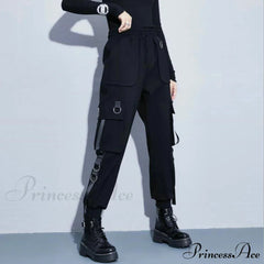 Punk Black Female Joggers Cargo Pants