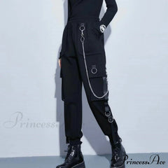Punk Black Female Joggers Cargo Pants