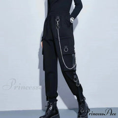 Punk Black Female Joggers Cargo Pants