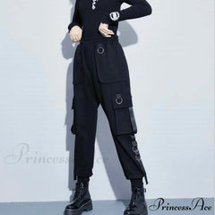 Punk Black Female Joggers Cargo Pants