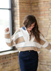 elan Quarter Zip Striped Sweater - FINAL SALE