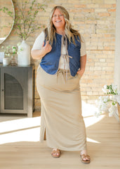 Quilted Front Tie Dark Denim Vest - FINAL SALE